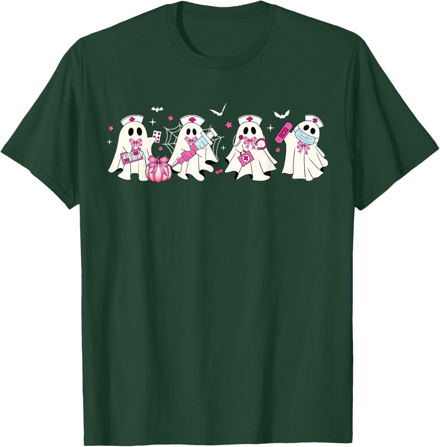 Ghost Nurses Halloween Crew Funny Costume Scrub Top Women T-Shirt - T-Shirt | Forest