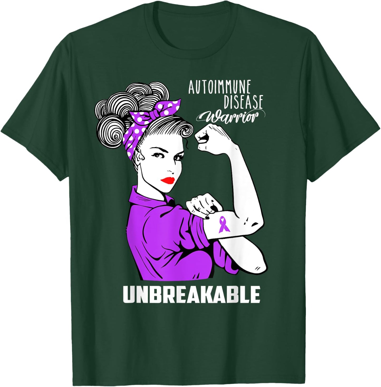 Autoimmune Disease Warrior Unbreakable Shirt Awareness Gift T-Shirt - T-Shirt | Forest
