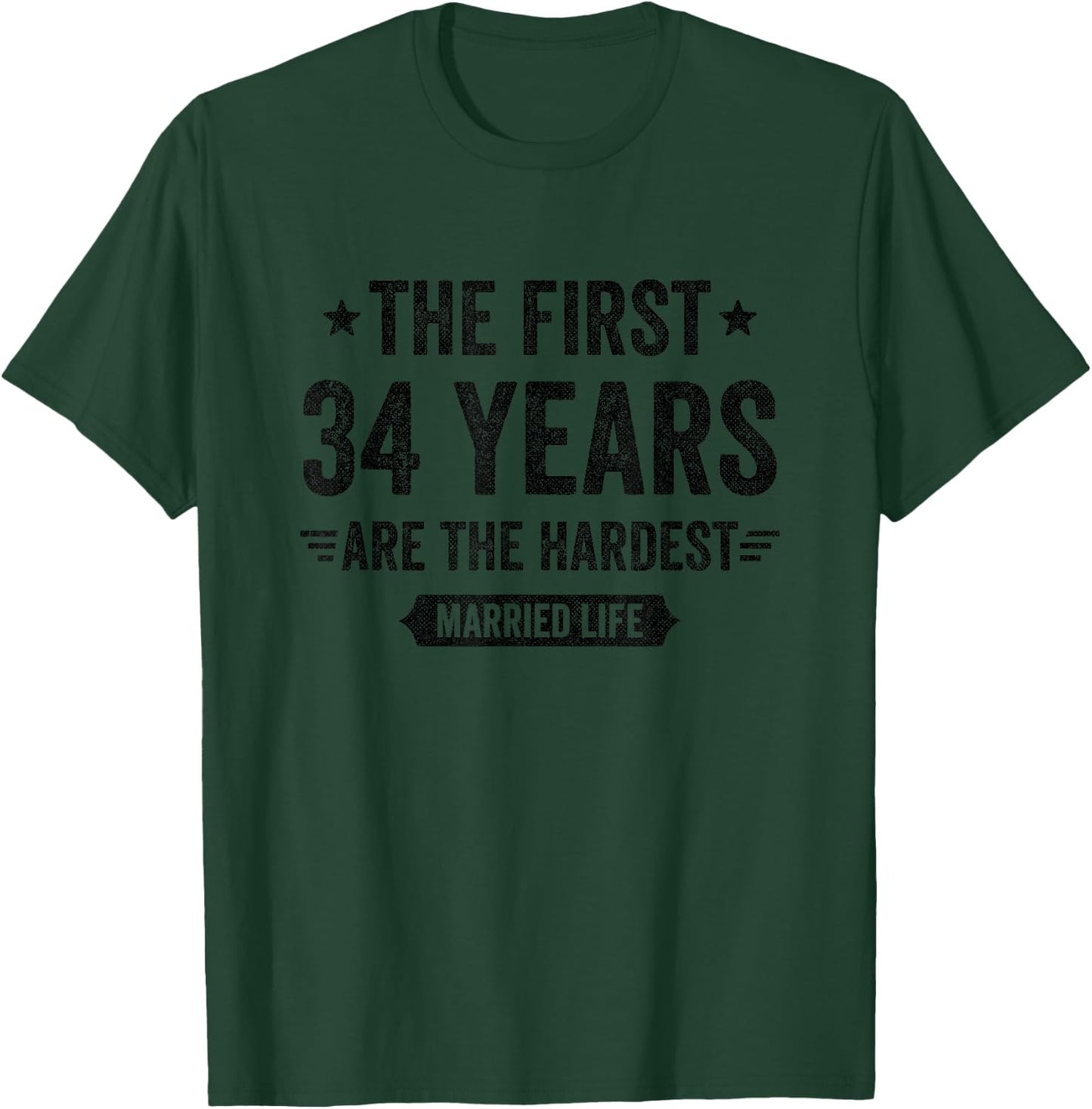34 Year Wedding Anniversary Married Couples 34th Anniversary T-Shirt - T-Shirt | Forest