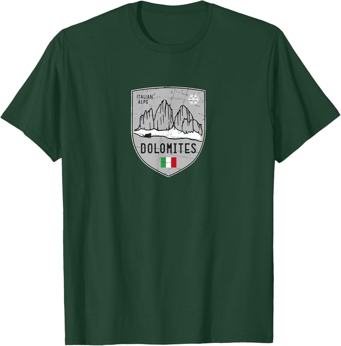 Dolomites Three Peaks Mountain Ski Crest T-Shirt - T-Shirt | Forest