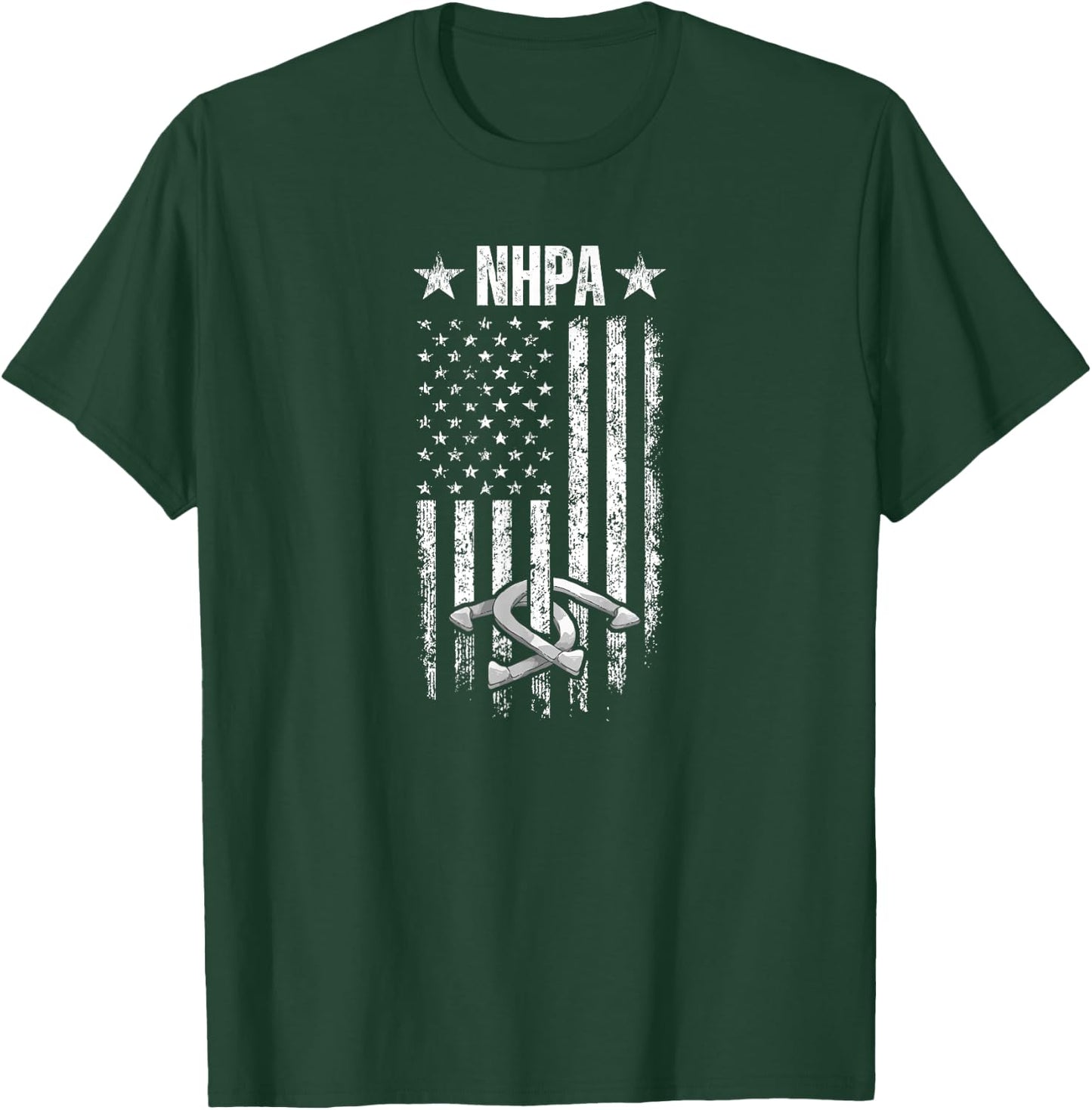 National Horseshoe Pitchers Association NHPA Distressed Flag T-Shirt - T-Shirt | Forest