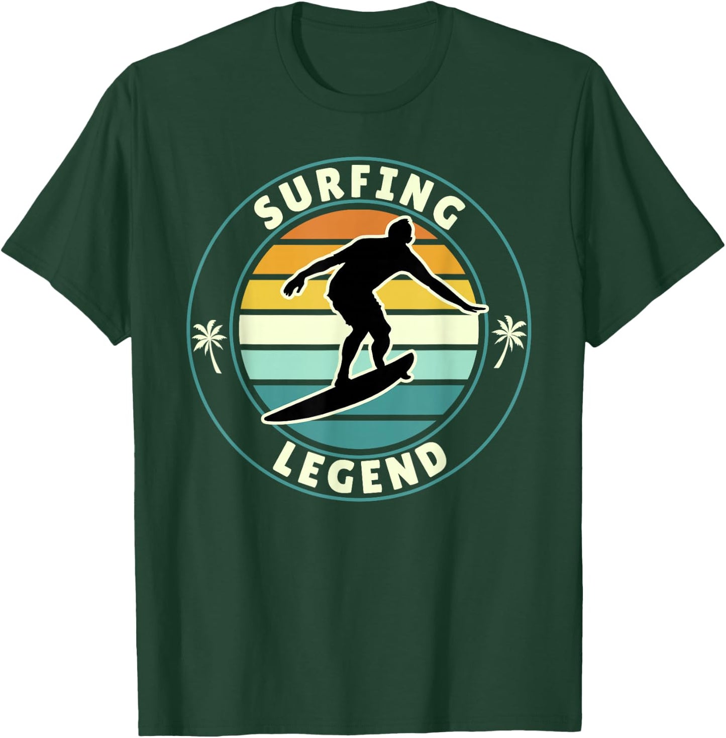 Surfing Legend Retro Vintage Surfer Beach Sunset Artwork T-Shirt - T-Shirt | Forest