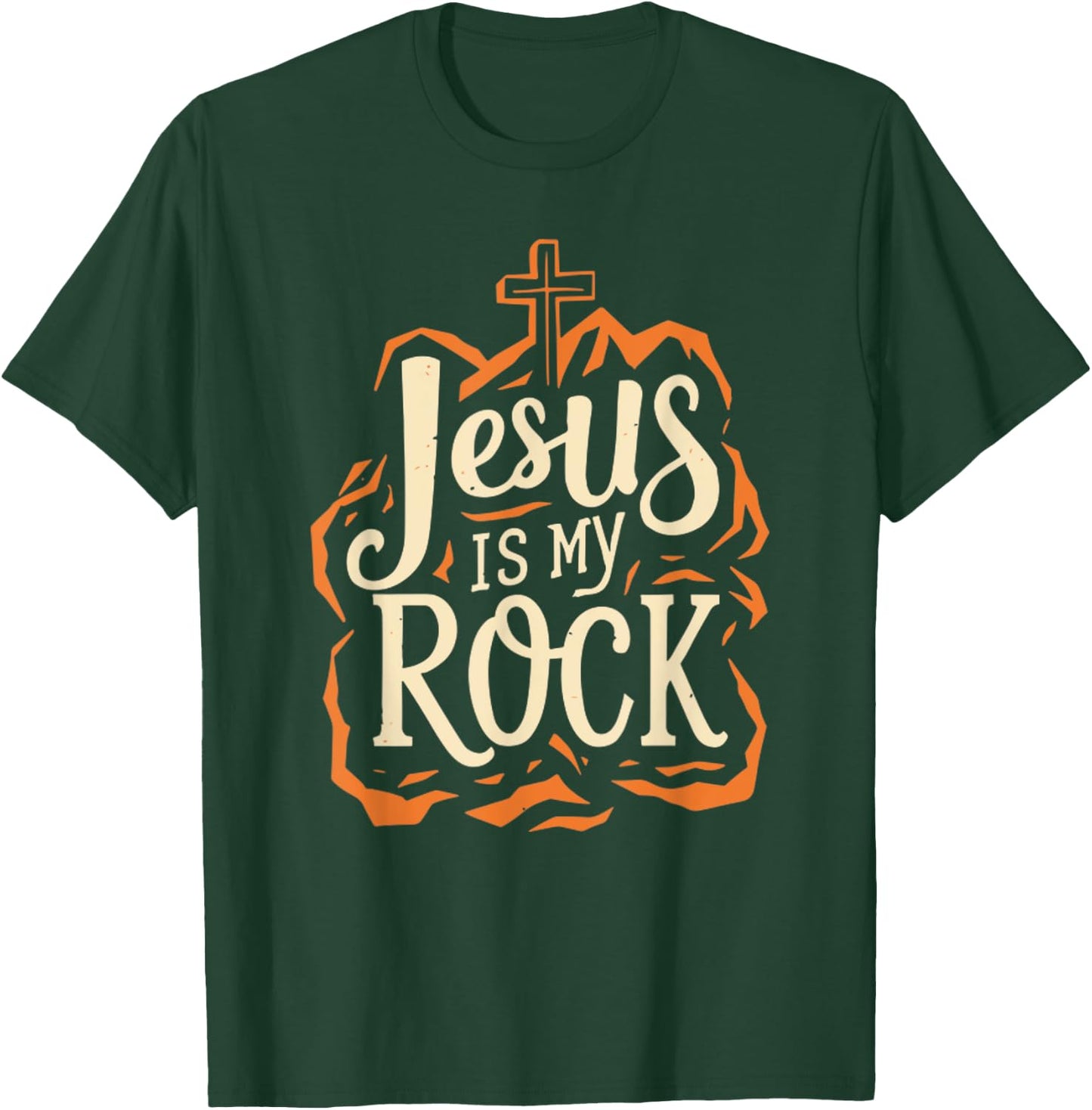 Jesus Is My Rock Jesus Quote Bible Christian T-Shirt - T-Shirt | Forest