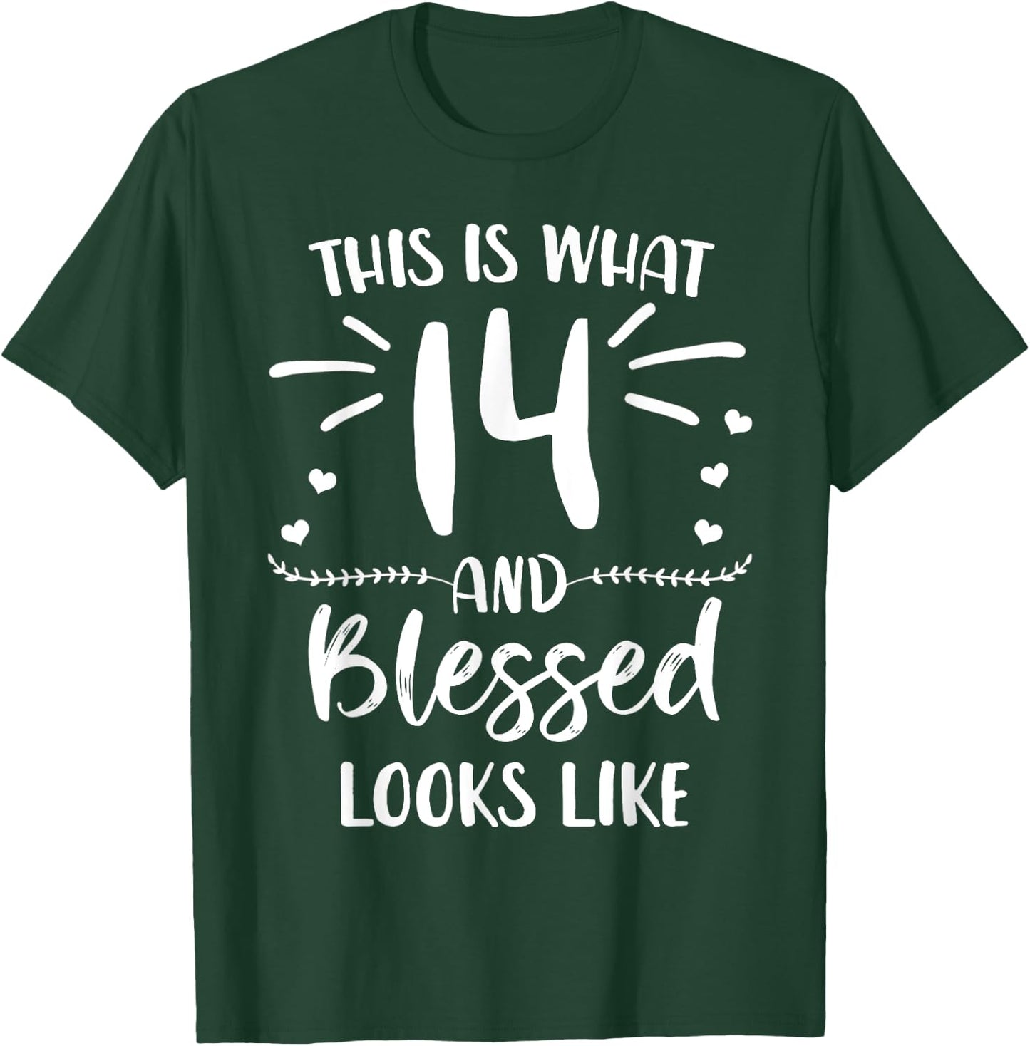 14 and Blessed 14th Birthday Christian Cute Religious T-Shirt - T-Shirt | Forest