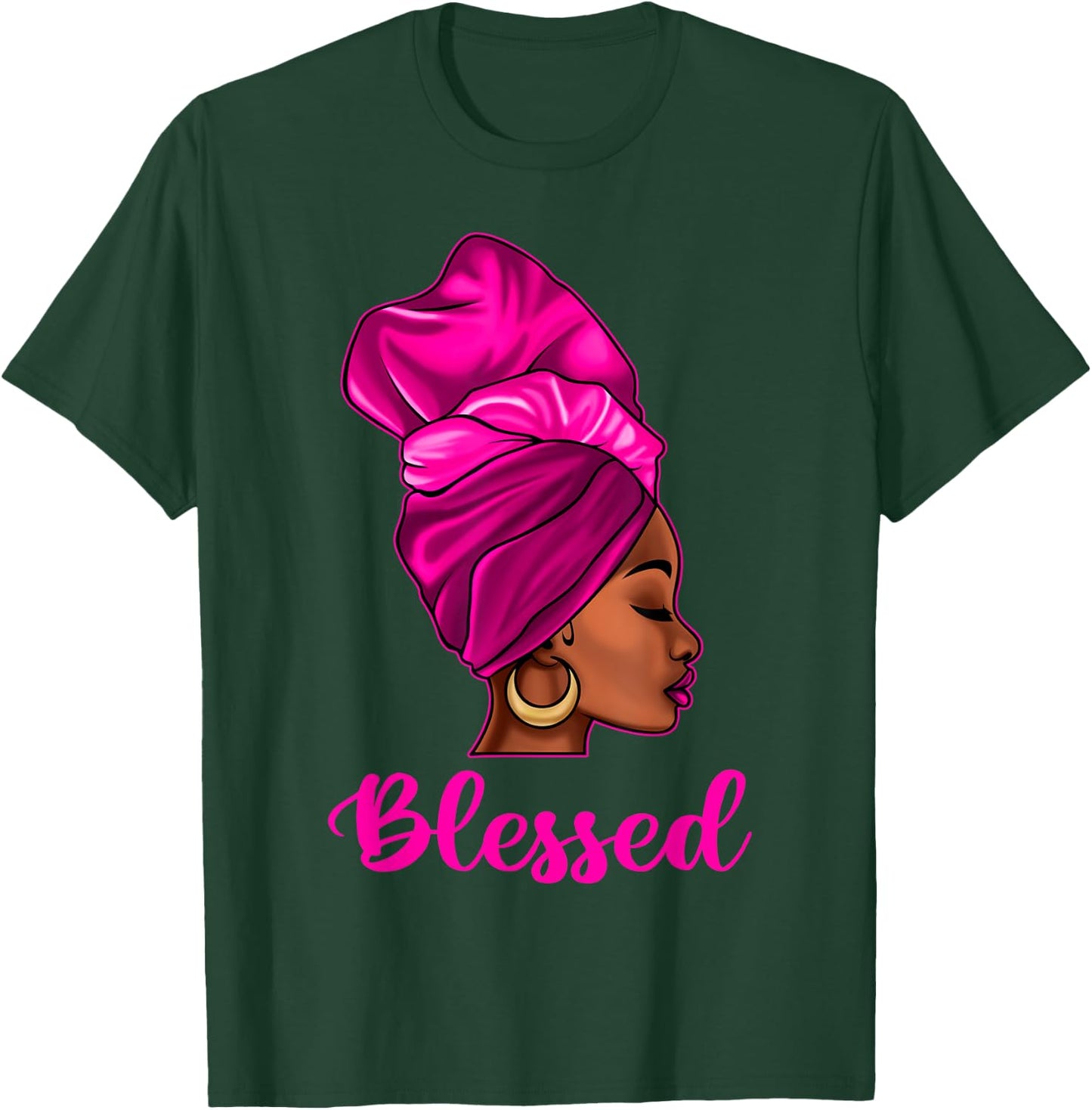 Blessed African American Black Women Headwrap Girl Christian T-Shirt - T-Shirt | Forest