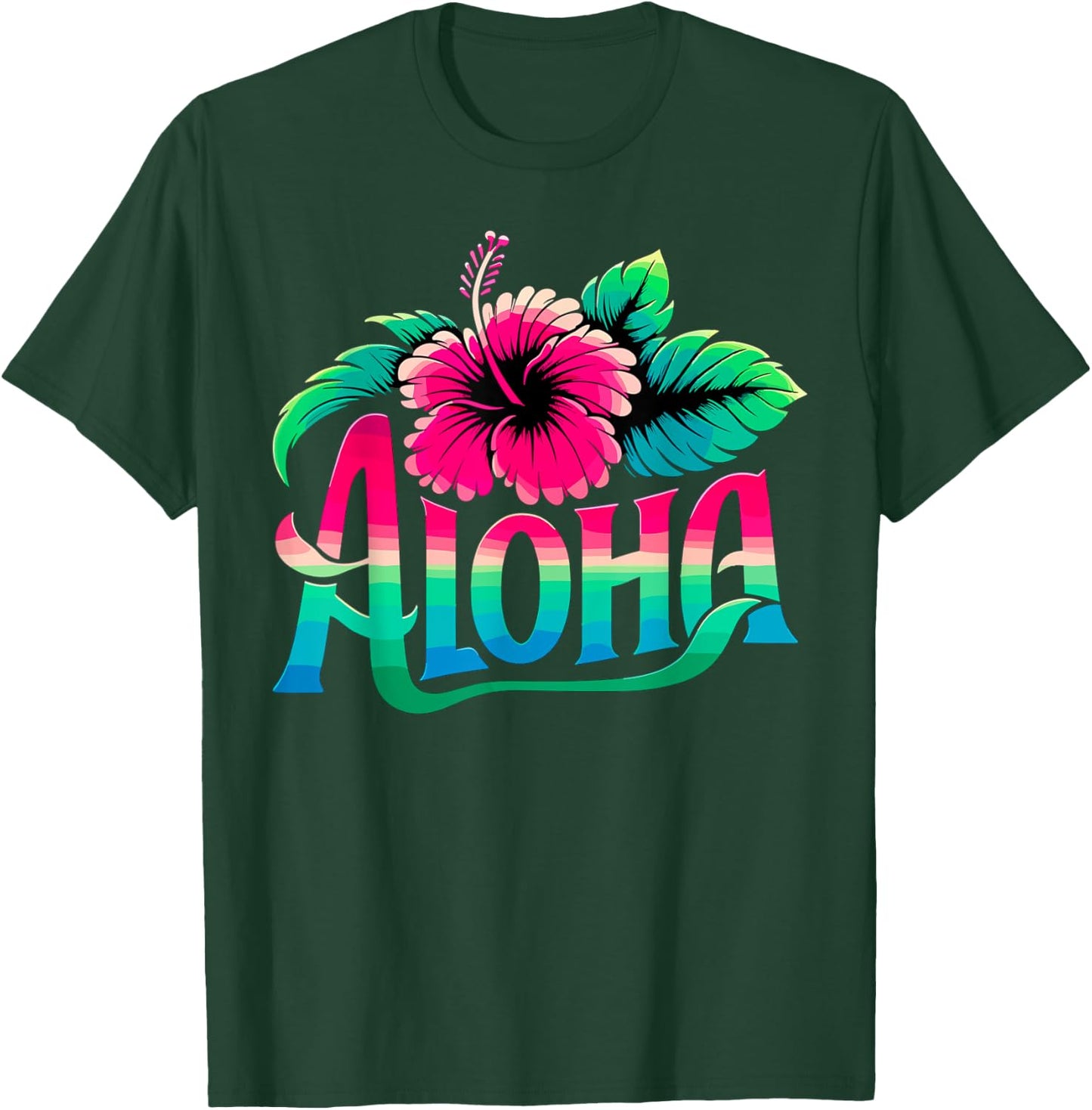 Aloha Hawaiian Flower Hawaii Vacation T-Shirt - T-Shirt | Forest