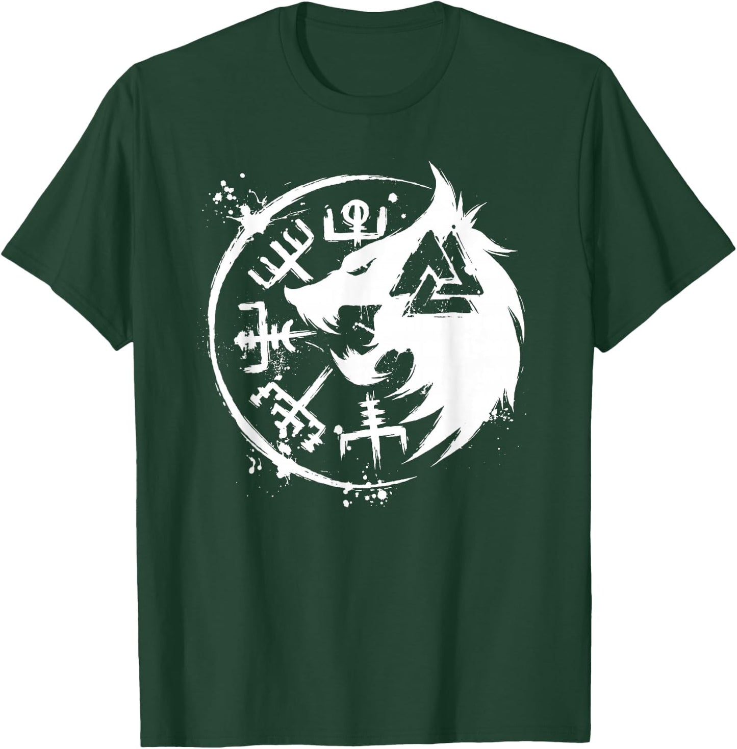 Fenrir Wolf Fenris-Wolf - Viking Vegvisir Valknut T-Shirt - T-Shirt | Forest