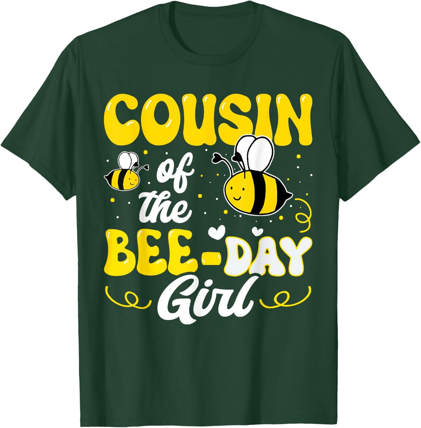 Cousin of The Bee Day Girl Bee Birthday Party Theme Groovy T-Shirt - T-Shirt | Forest