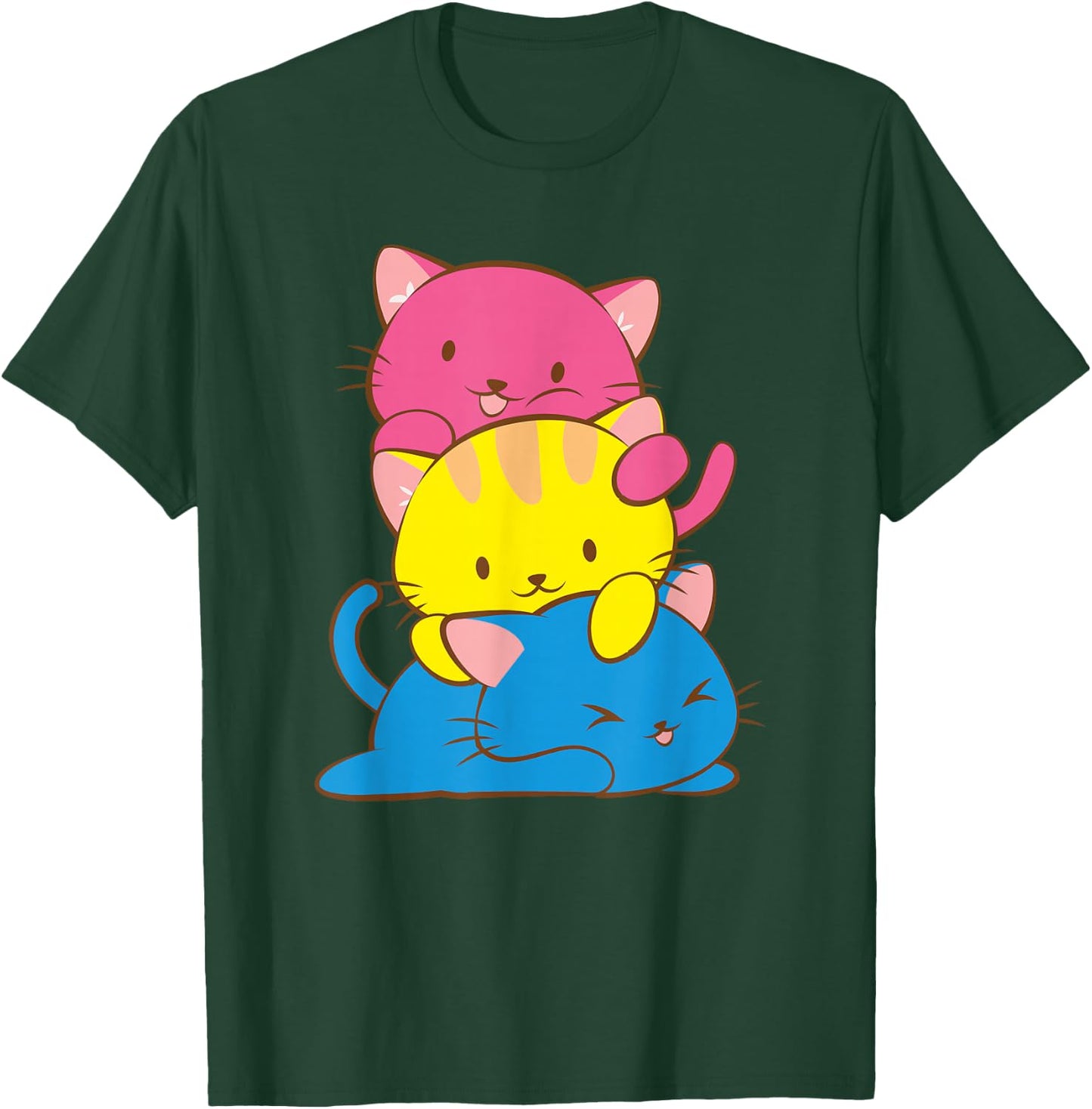 Pansexual Kawaii Cat Anime Art Cute Pan Pride Small T-Shirt - T-Shirt | Forest