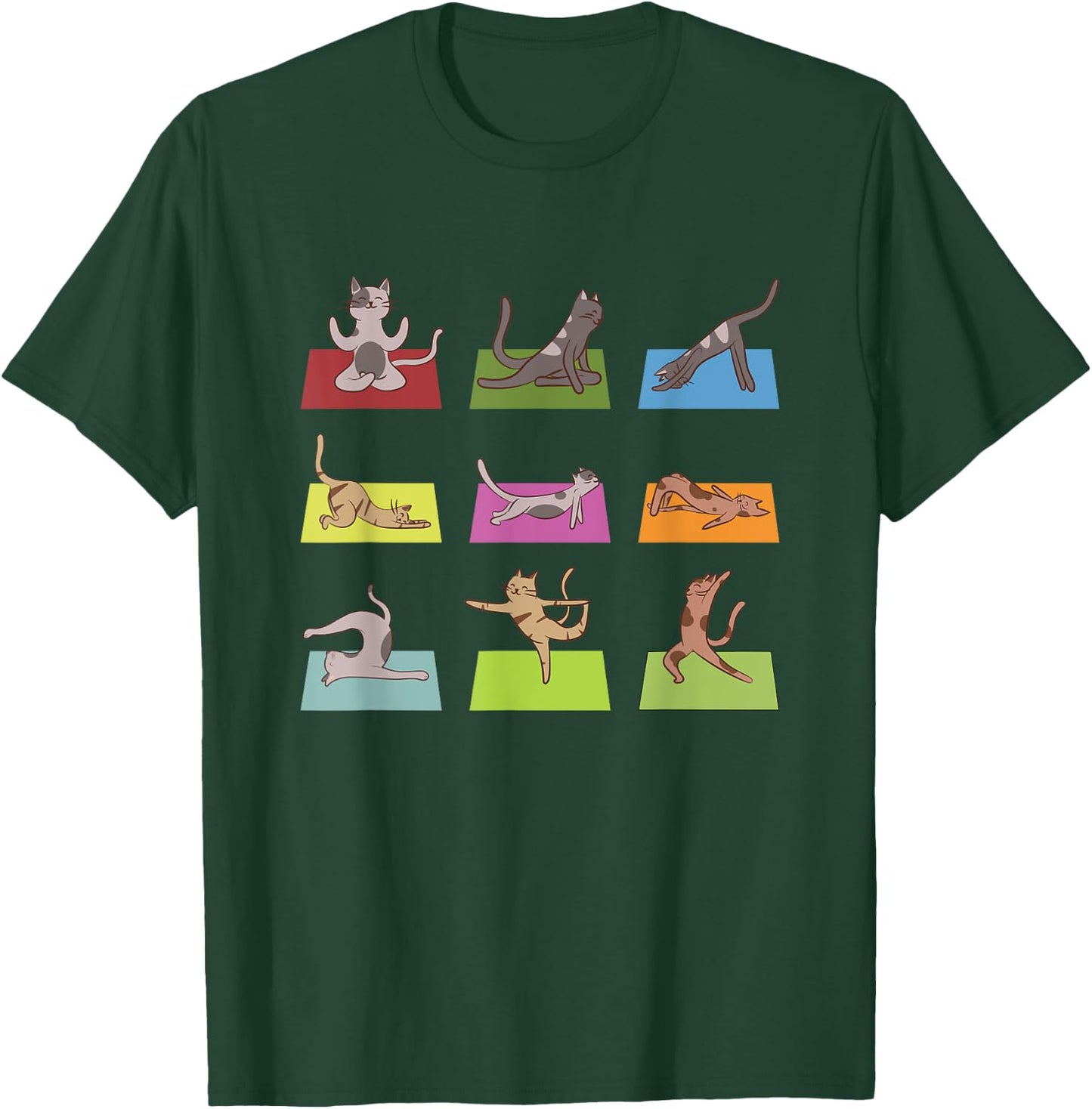 Funny Cat Yoga Positions Meditation Yoga Lover Women Girls Kids T-Shirt - T-Shirt | Forest