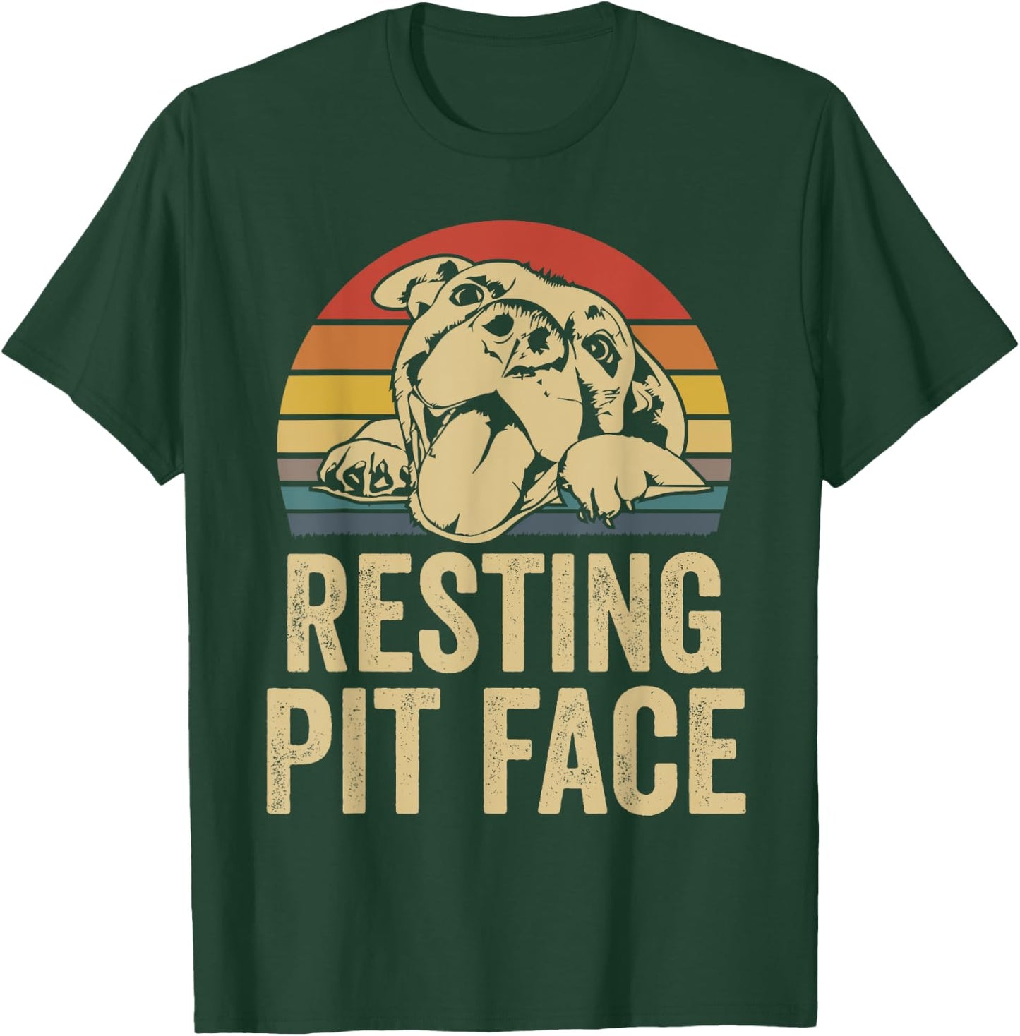 Resting Pit Face - Vintage Pitbull Lovers Gift Face T-Shirt - T-Shirt | Forest