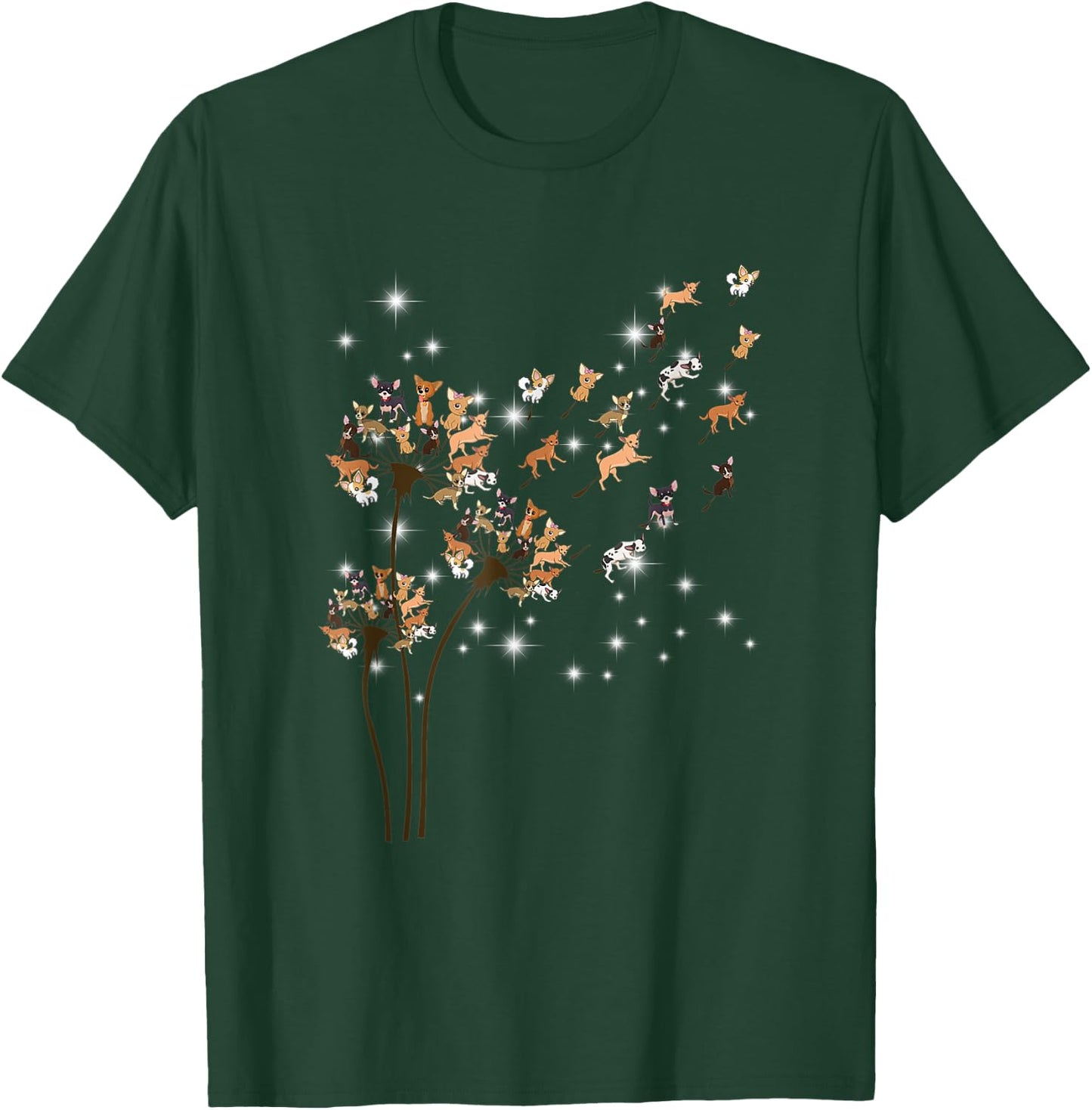 Chihuahua Flower Fly Dandelion Chihuahua Funny Dog Lover T-Shirt - T-Shirt | Forest