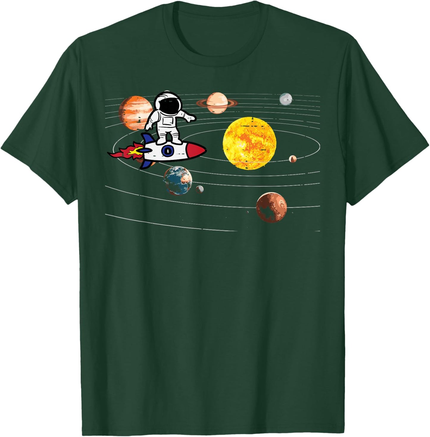 Astronaut Rocket Ship Planets Space Galaxy Men Women Kids T-Shirt - T-Shirt | Forest