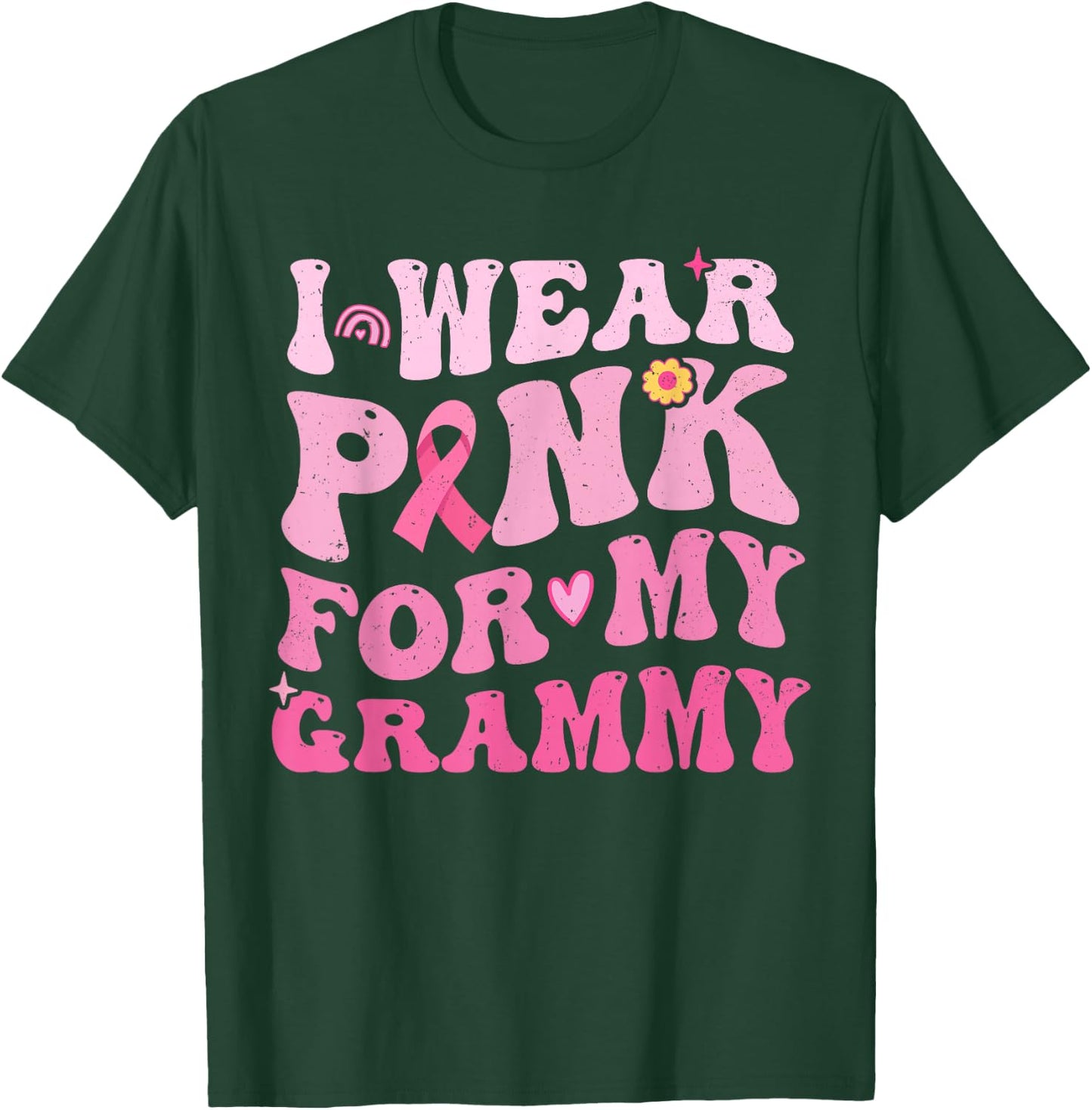 I Wear Pink For My Grammy Breast Cancer Grandma Kids T-Shirt - T-Shirt | Forest