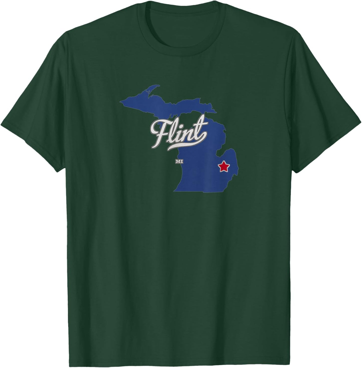 Flint Michigan MI Map T-Shirt - T-Shirt | Forest
