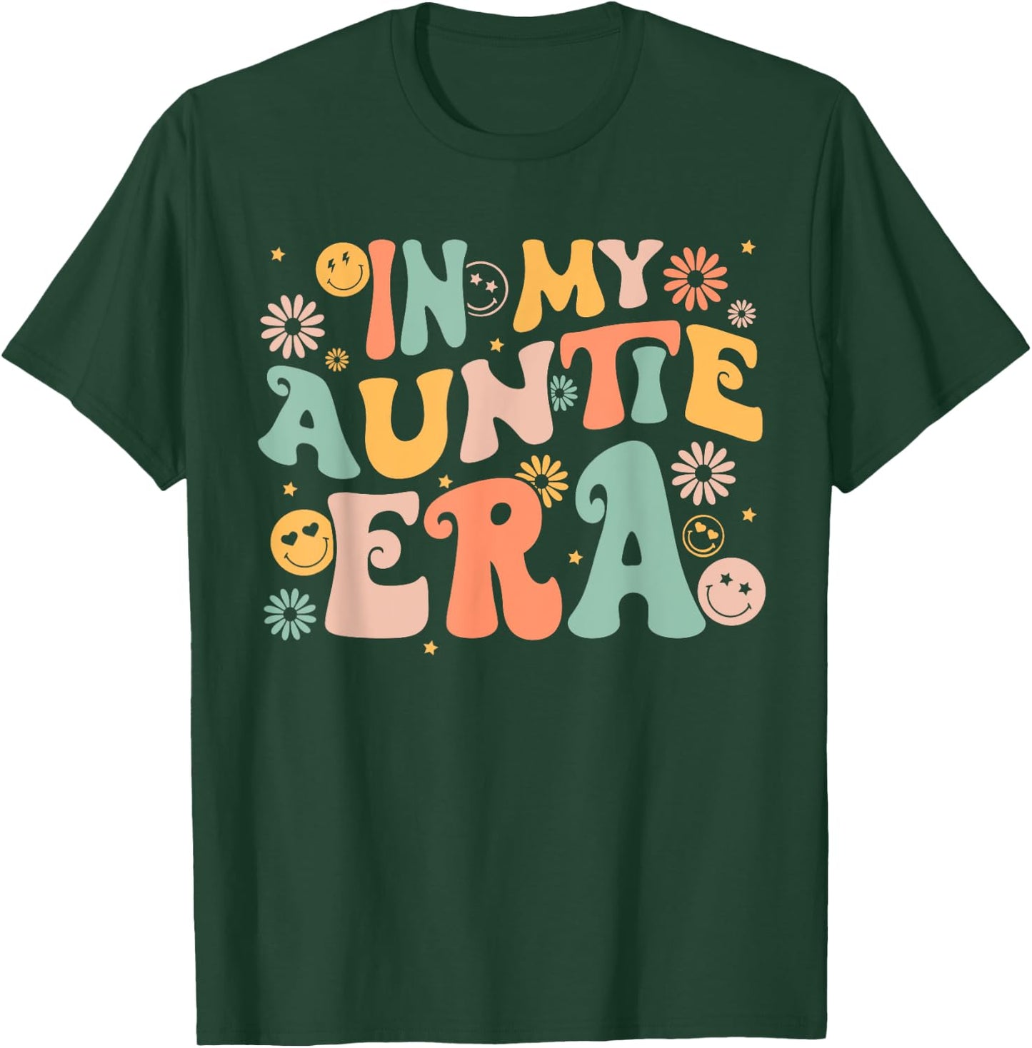 Retro Groovy In My AUNTIE Era Funny Aunt Life Women's T-Shirt - T-Shirt | Forest
