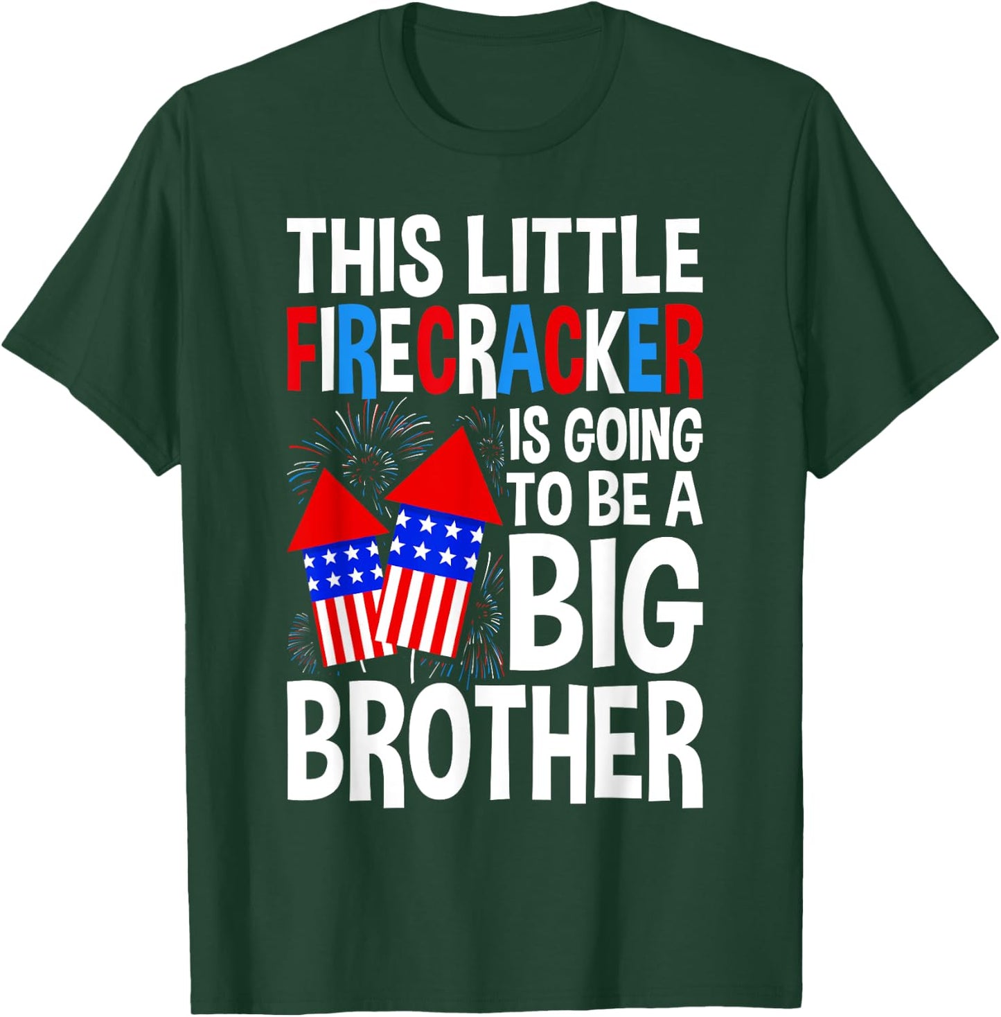 Kids Big Brother 4th of July Toddler Boy Independence Day T-Shirt - T-Shirt | Forest
