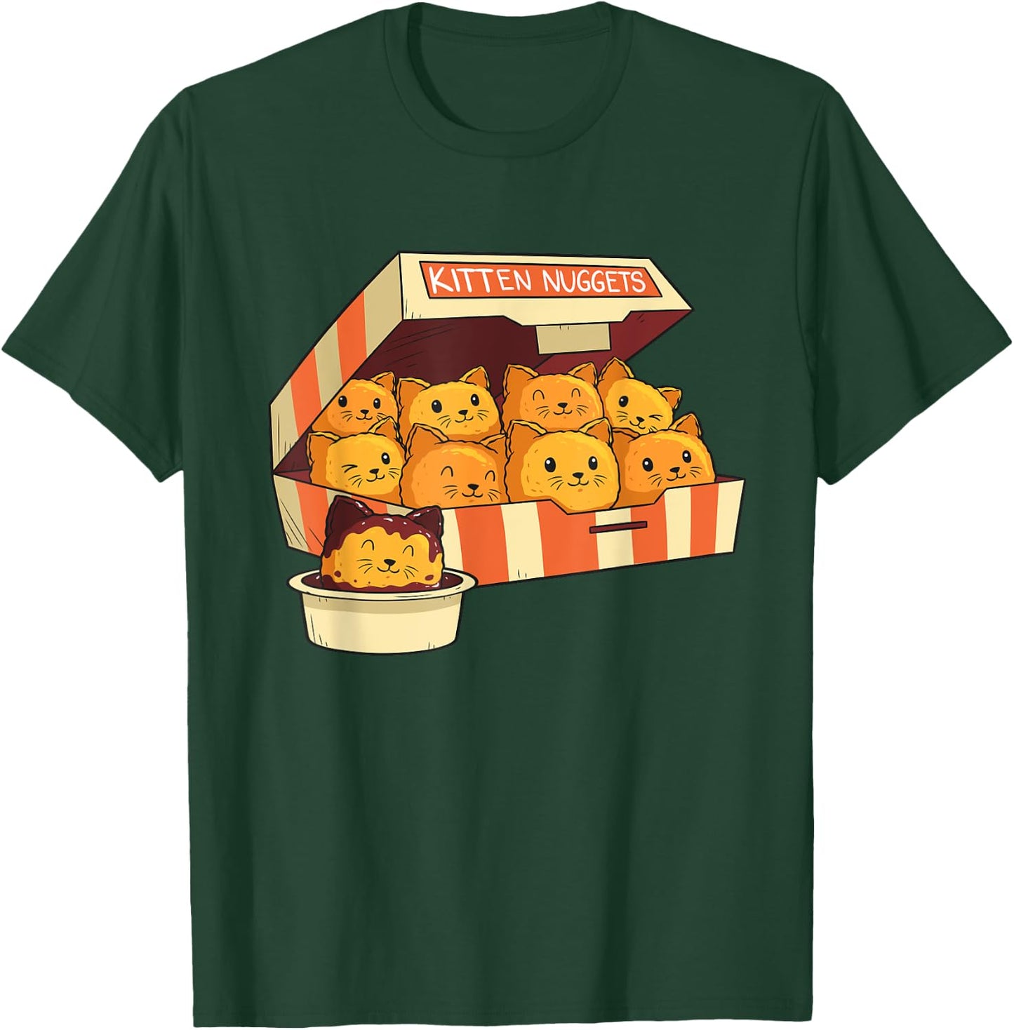 Kitten Nuggets Funny Cats & Chicken Nuggets Lover Funny Cat T-Shirt - T-Shirt | Forest