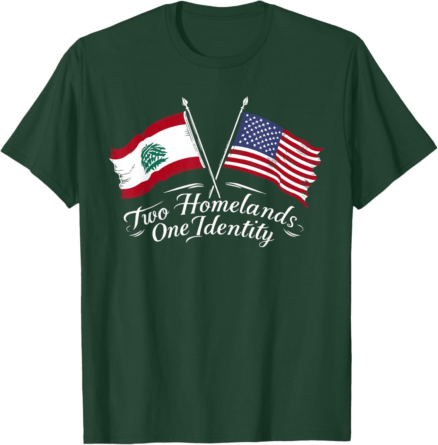 Half Lebanese Half American USA Flag Lebanon America T-Shirt - T-Shirt | Forest
