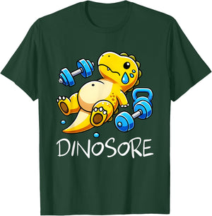 Funny Cute Dinosaur Workout Gym Fitness Weightlifting Gift T-Shirt - T-Shirt | Forest