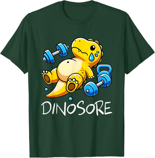 Funny Cute Dinosaur Workout Gym Fitness Weightlifting Gift T-Shirt - T-Shirt | Forest