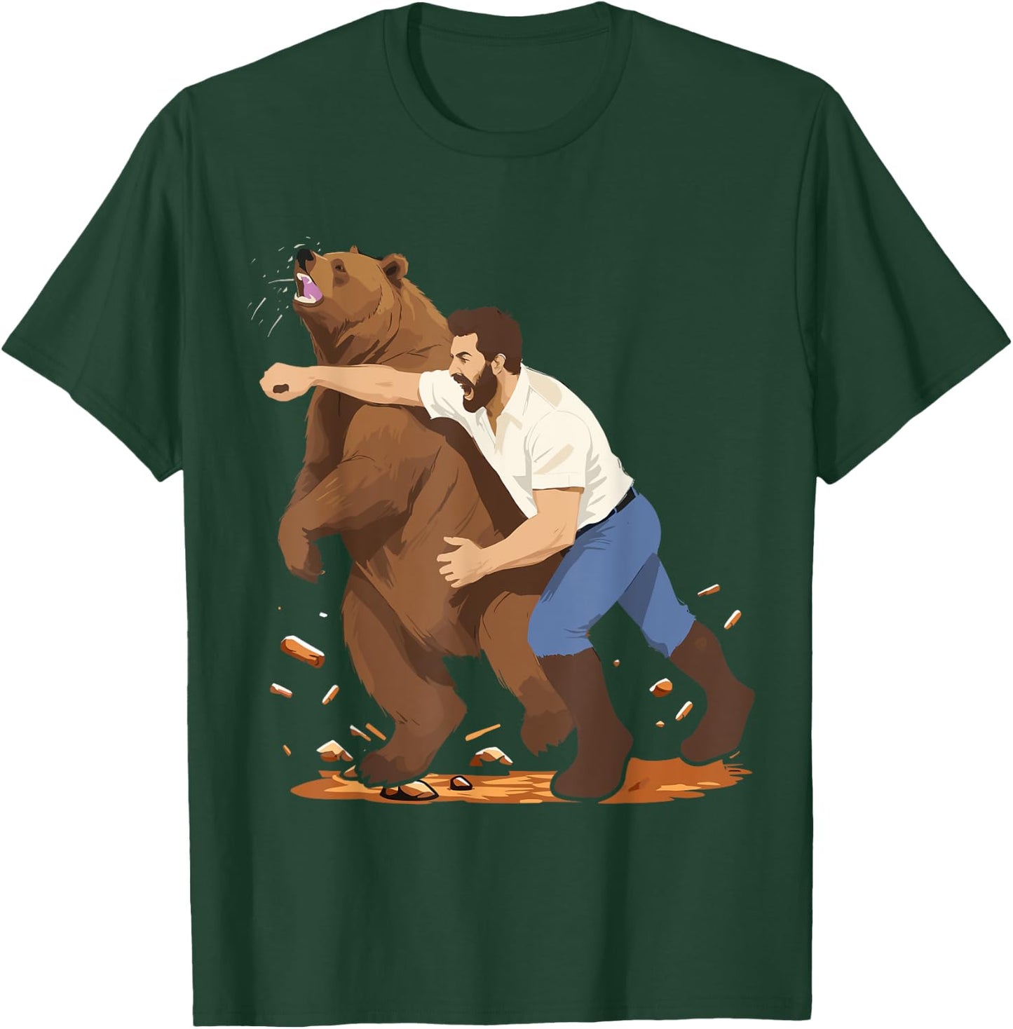 Man Punching Bear Funny Wilderness T-Shirt - T-Shirt | Forest