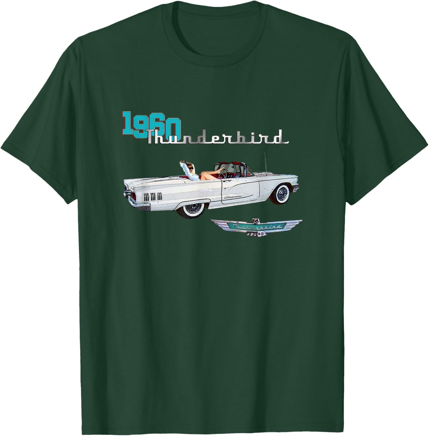 Classic Cars, 1960's, 1960 Thunderbirds, Convertibles T-Shirt - T-Shirt | Forest