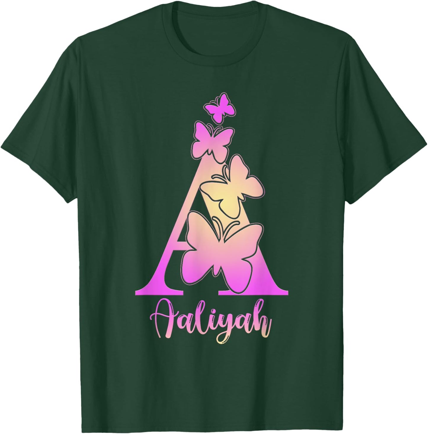 Aaliyah, cute personalized butterfly custom kids girls name T-Shirt - T-Shirt | Forest