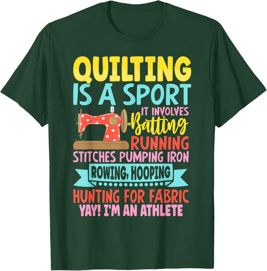 Funny Quilting Design Girls Sewing Quilter T-Shirt - T-Shirt | Forest