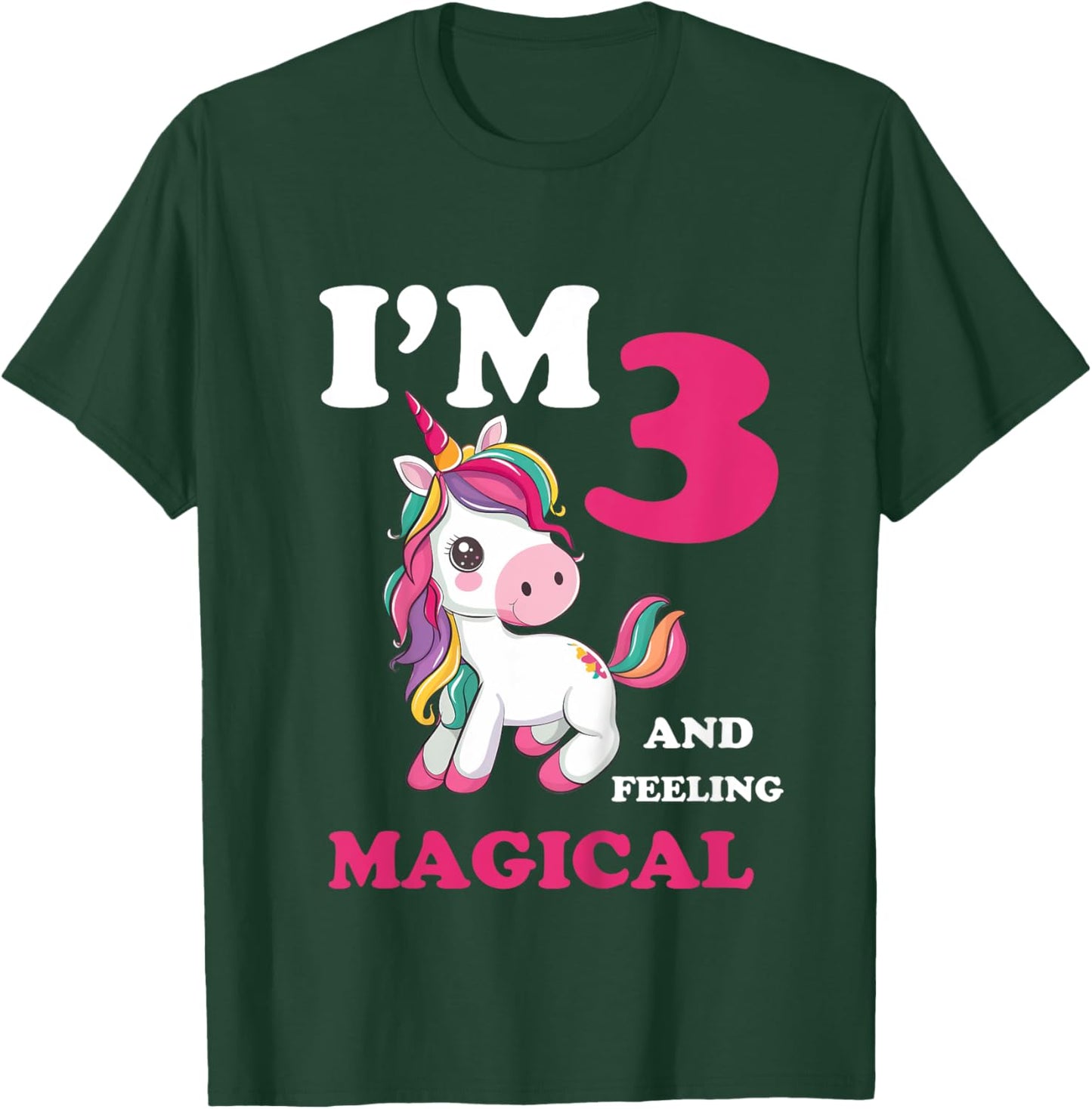 I'm 3 Years Old 3rd Birthday 3yr Girl Unicorn T-Shirt - T-Shirt | Forest