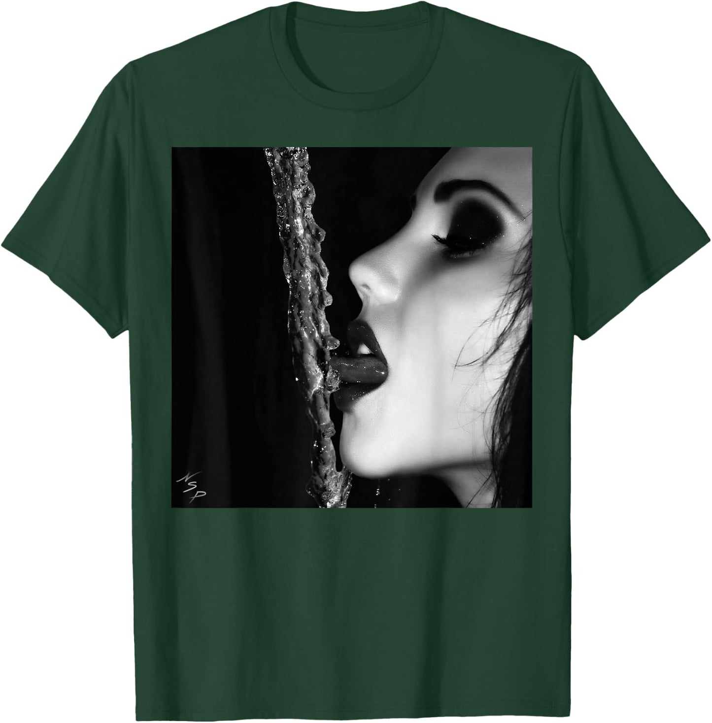 Men's Shirt with Girl On It - Sexy Face, Lips, Tongue T-Shirt - T-Shirt | Forest