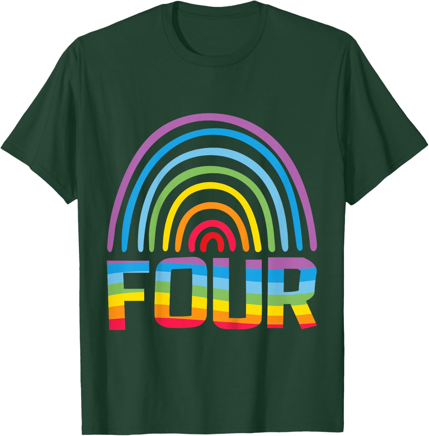 4th Birthday Gift Rainbow Fan 4 Years Old Girls 4 Bday T-Shirt - T-Shirt | Forest