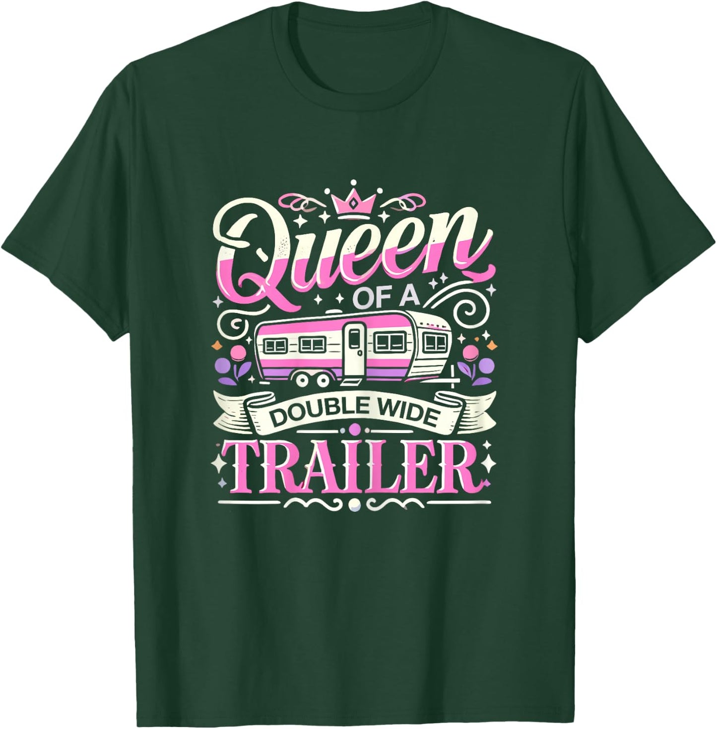 ShirtZilla Women's Black Graphic Double-Wide Trailer , X-Small T-Shirt - T-Shirt | Forest