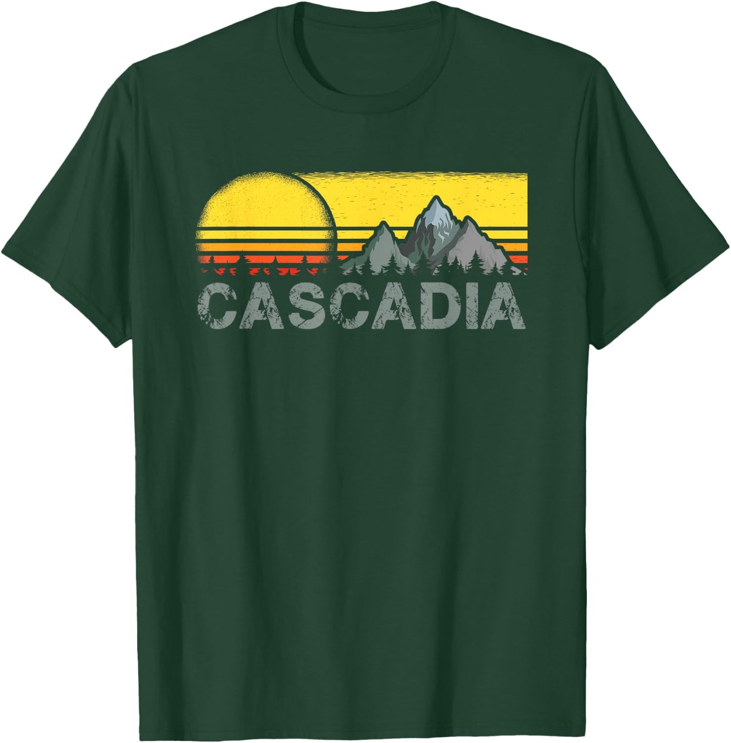 Retro Vintage Sunset Cascadia Mountain Camping and Hiking T-Shirt - T-Shirt | Forest