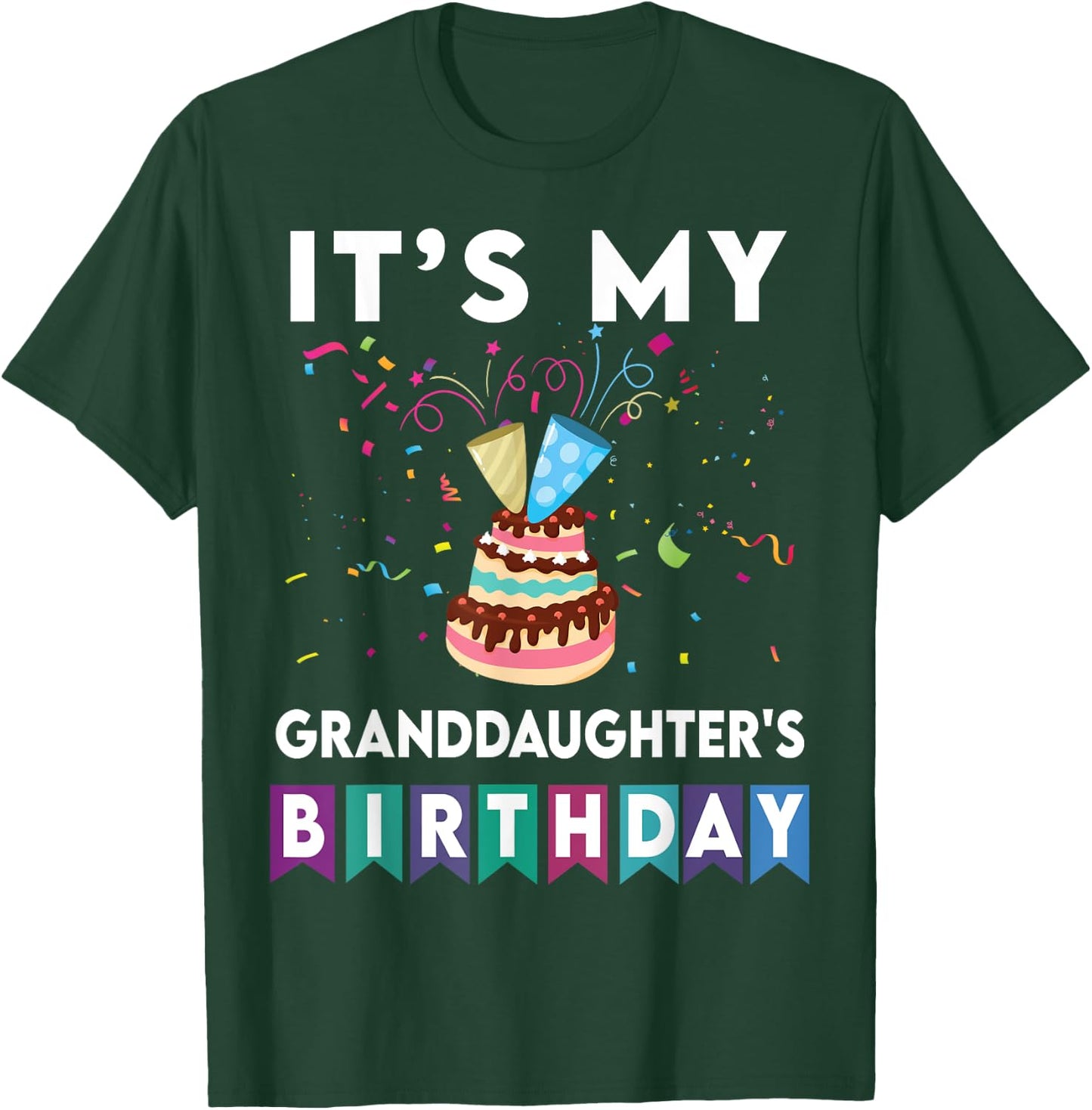 It's My granddaughter's Birthday Family Matching confetti T-Shirt - T-Shirt | Forest