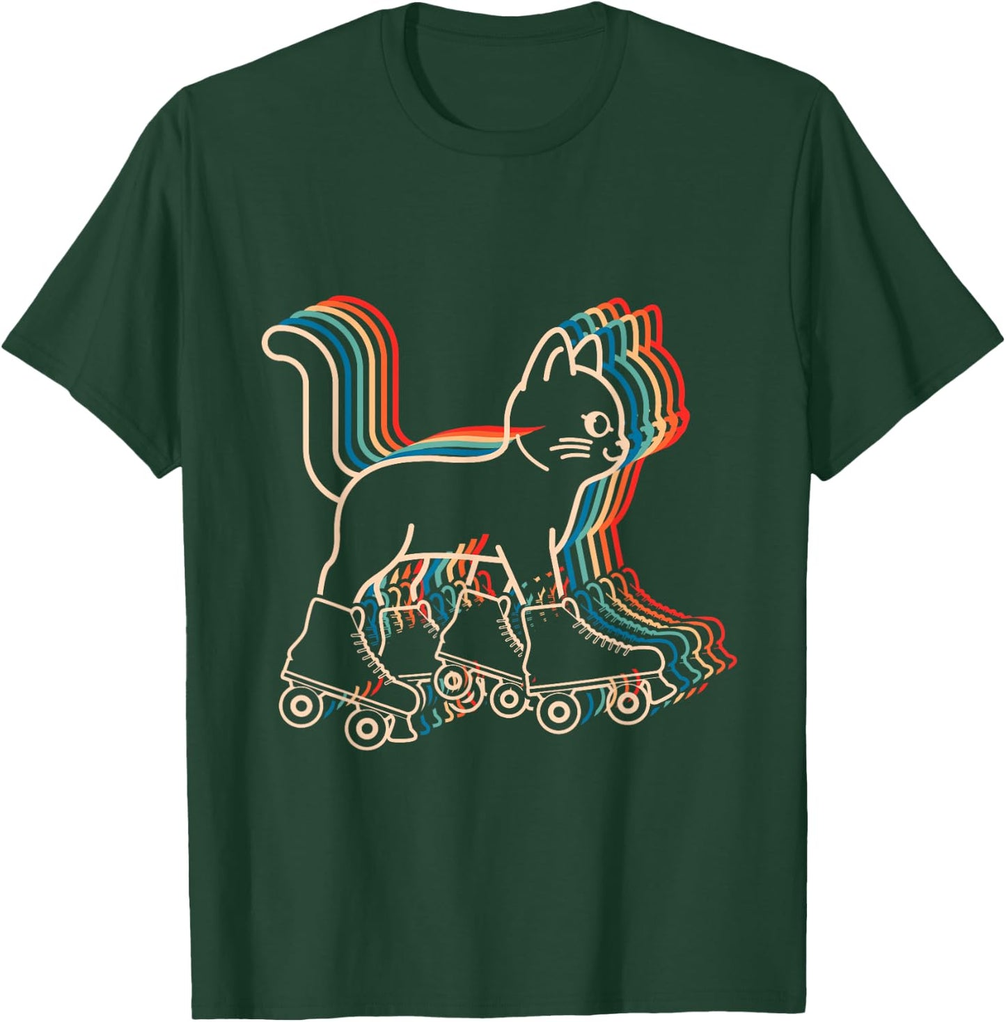 Cat Roller Skates Vintage Fun Skating Lifestyle Hobby Women Girls Kids T-Shirt - T-Shirt | Forest