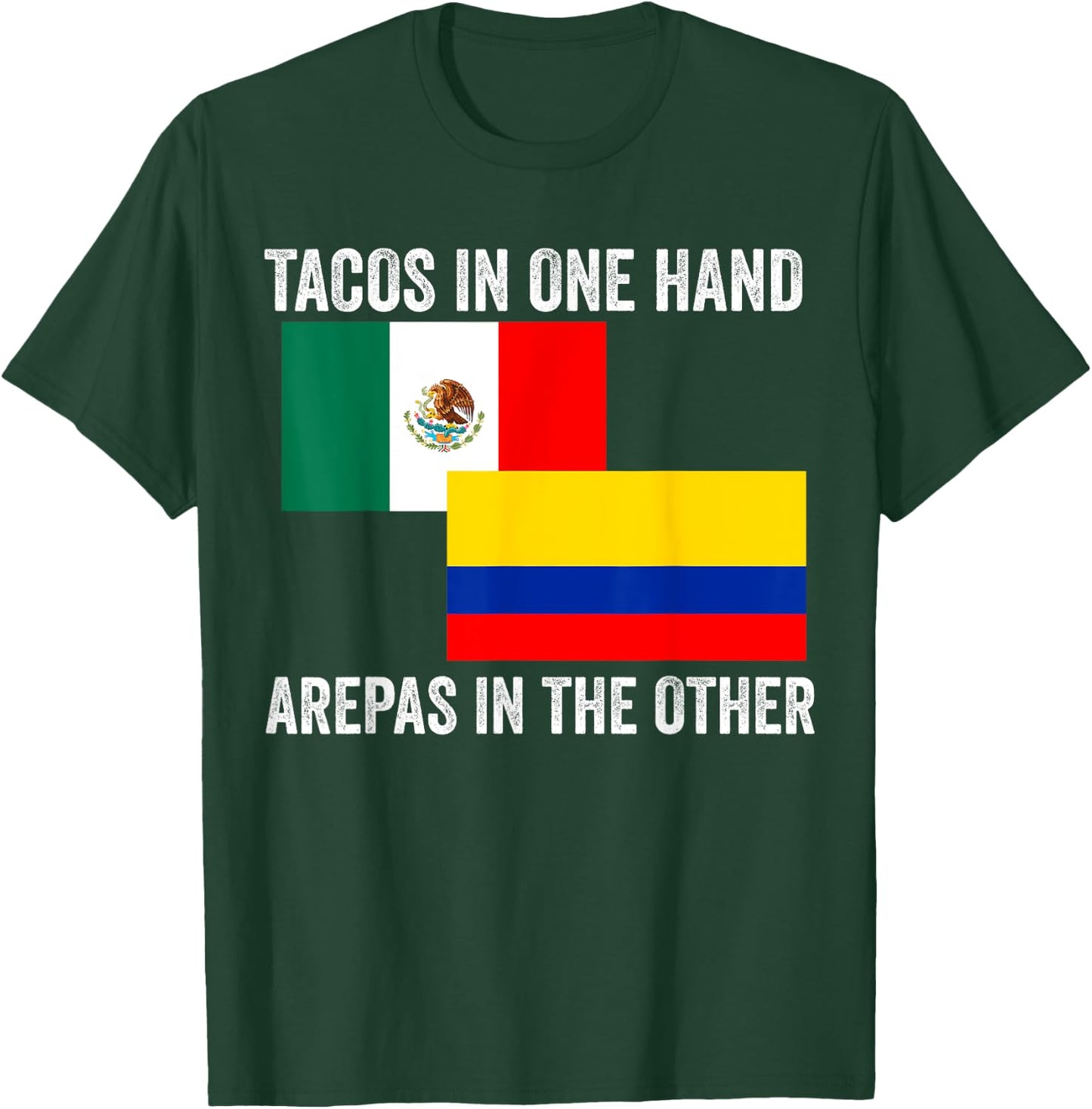 Half Colombian Half Mexican Flag 1/2 Heritage Pride T-Shirt - T-Shirt | Forest