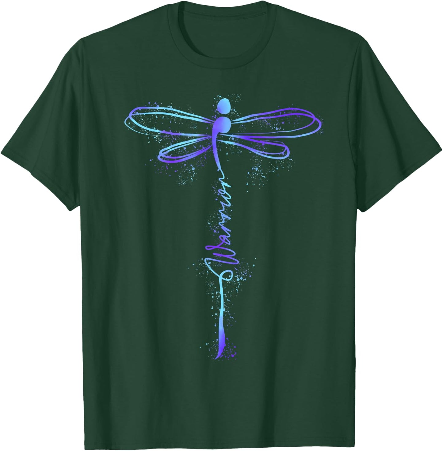 Suicide Prevention Awareness Warrior Teal Purple Dragonfly T-Shirt - T-Shirt | Forest