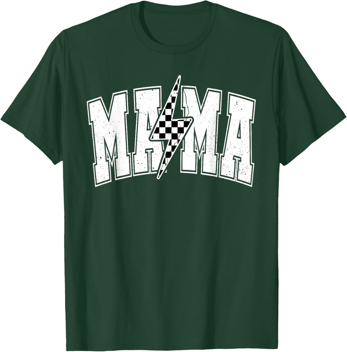 Mama Lightning Bolt Checkered Mother's Day Varsity For Mom T-Shirt - T-Shirt | Forest