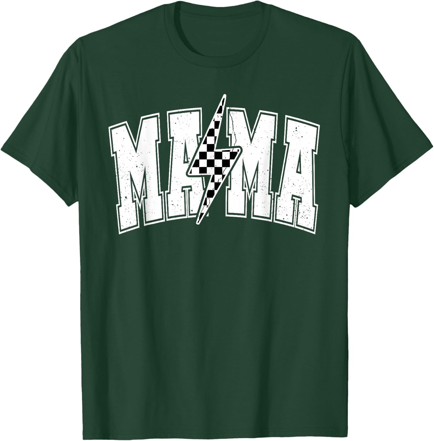 Mama Lightning Bolt Checkered Mother's Day Varsity For Mom T-Shirt - T-Shirt | Forest