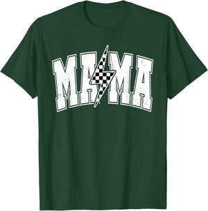 Mama Lightning Bolt Checkered Mother's Day Varsity For Mom T-Shirt - T-Shirt | Forest