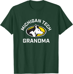 Michigan Tech Huskies Arched Grandma T-Shirt - T-Shirt | Forest