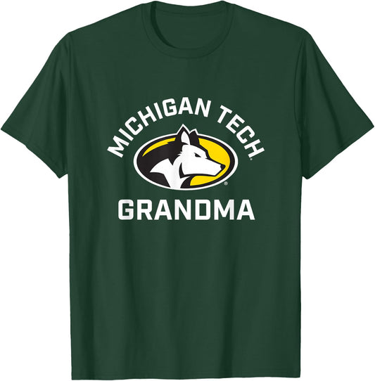 Michigan Tech Huskies Arched Grandma T-Shirt - T-Shirt | Forest