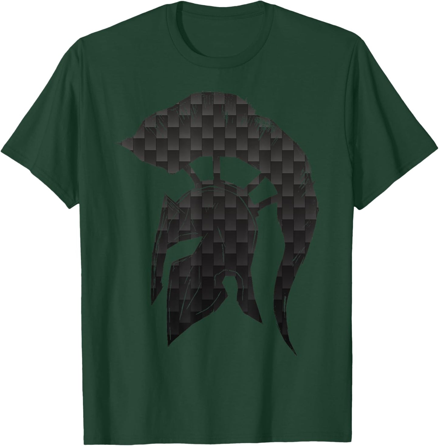 Spartan Helmet Warrior Trojan Warrior Carbon Pattern gym T-Shirt - T-Shirt | Forest
