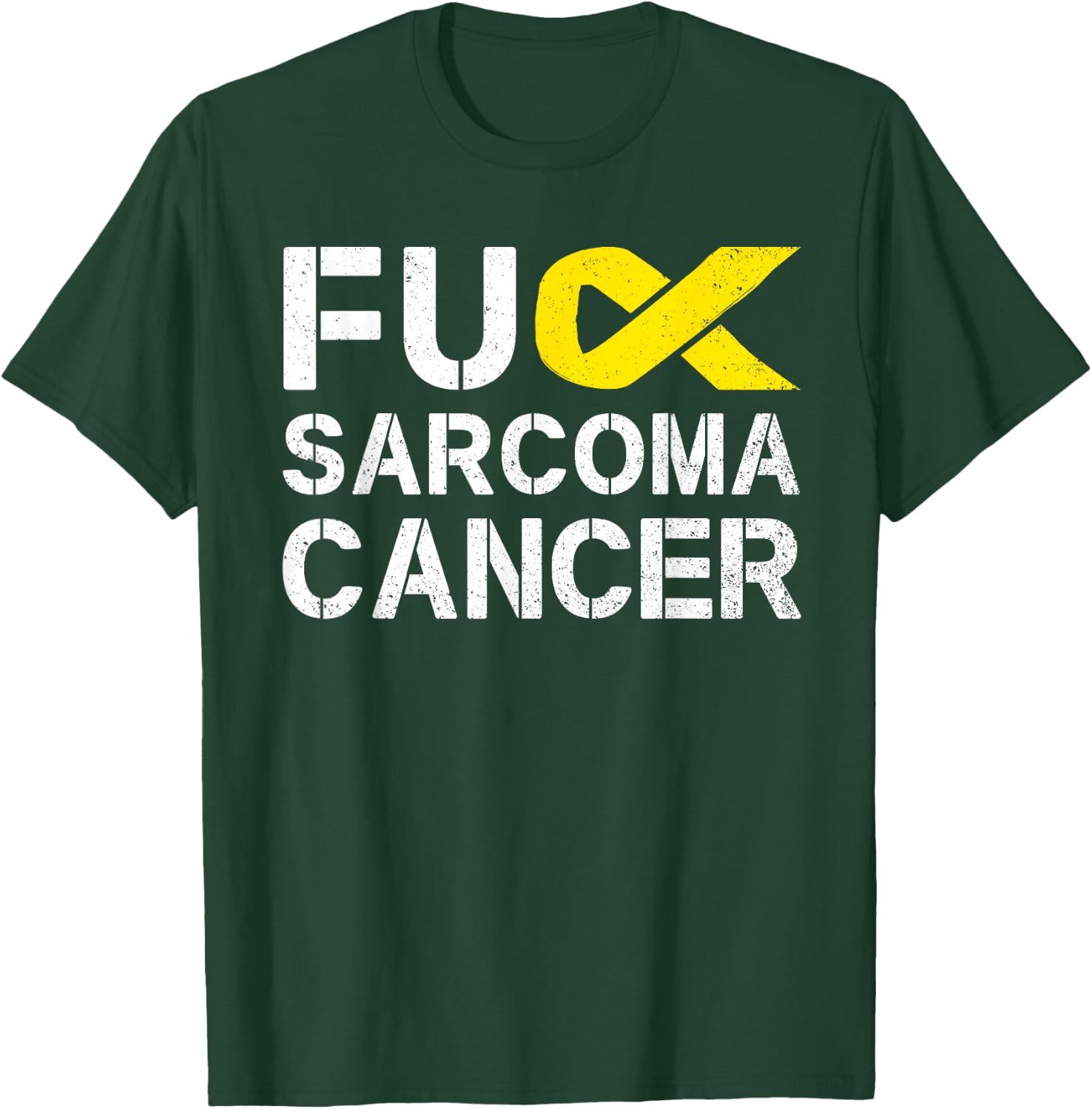 Fuck Sarcoma Cancer Awareness Yellow Ribbon Warrior Fighter T-Shirt - T-Shirt | Forest