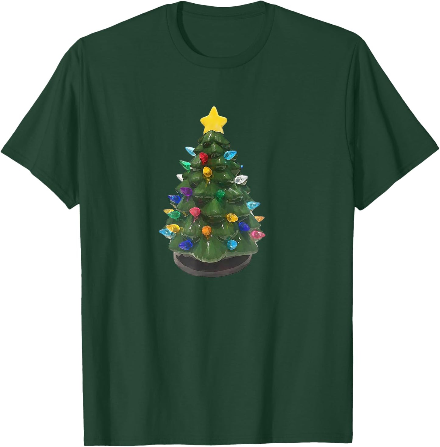 Ceramic Vintage Retro Christmas Tree Holiday Nostalgia Fun T-Shirt - T-Shirt | Forest