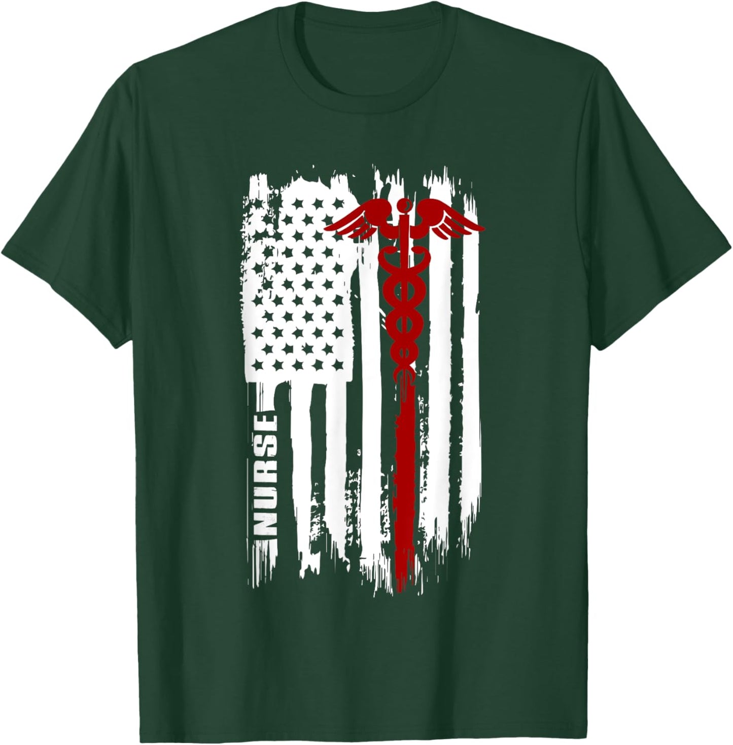 American Flag Nurse | USA Nurses Gift T-Shirt - T-Shirt | Forest