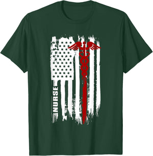 American Flag Nurse | USA Nurses Gift T-Shirt - T-Shirt | Forest