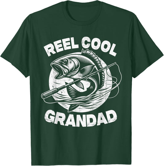 Reel Cool Grandad Fishing Father's Day Fisherman Fish T-Shirt - T-Shirt | Forest