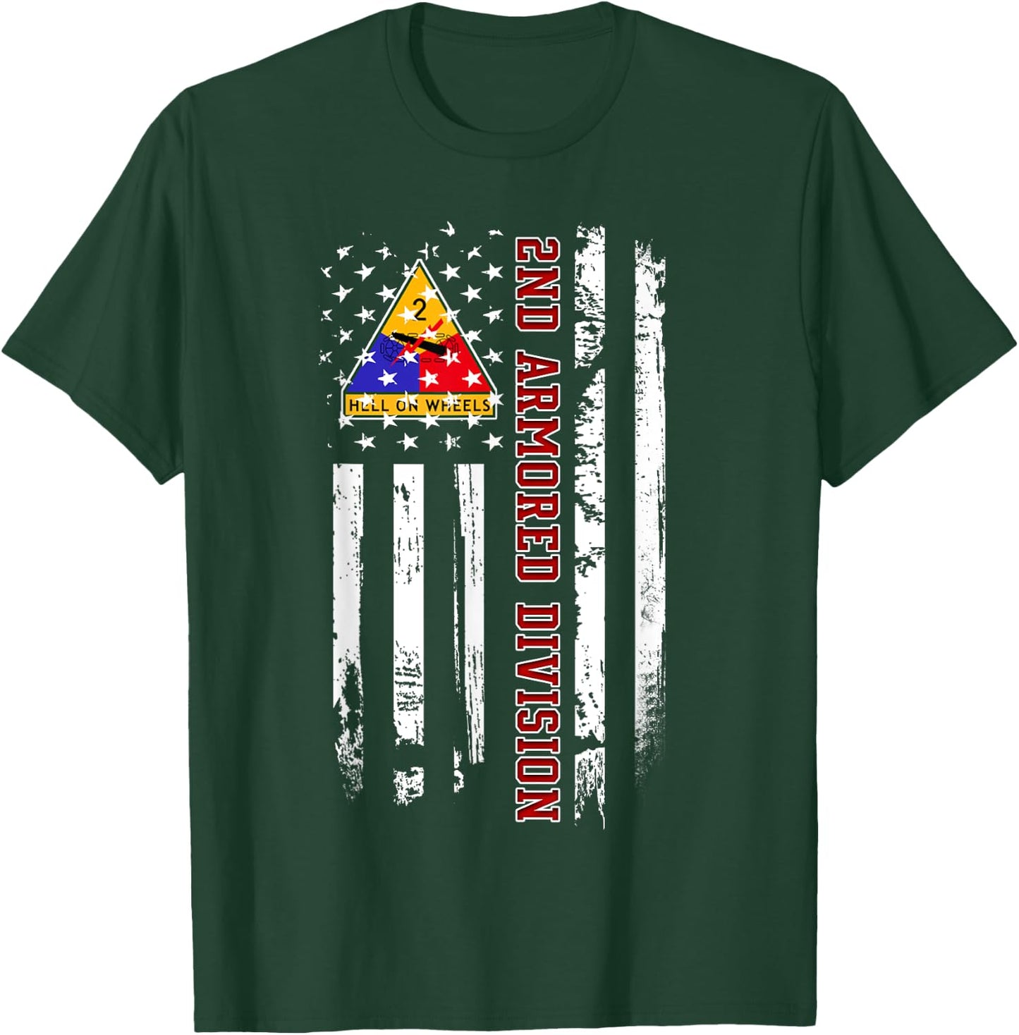 2nd Armored Division American Flag Military Veteran Day Papa T-Shirt - T-Shirt | Forest